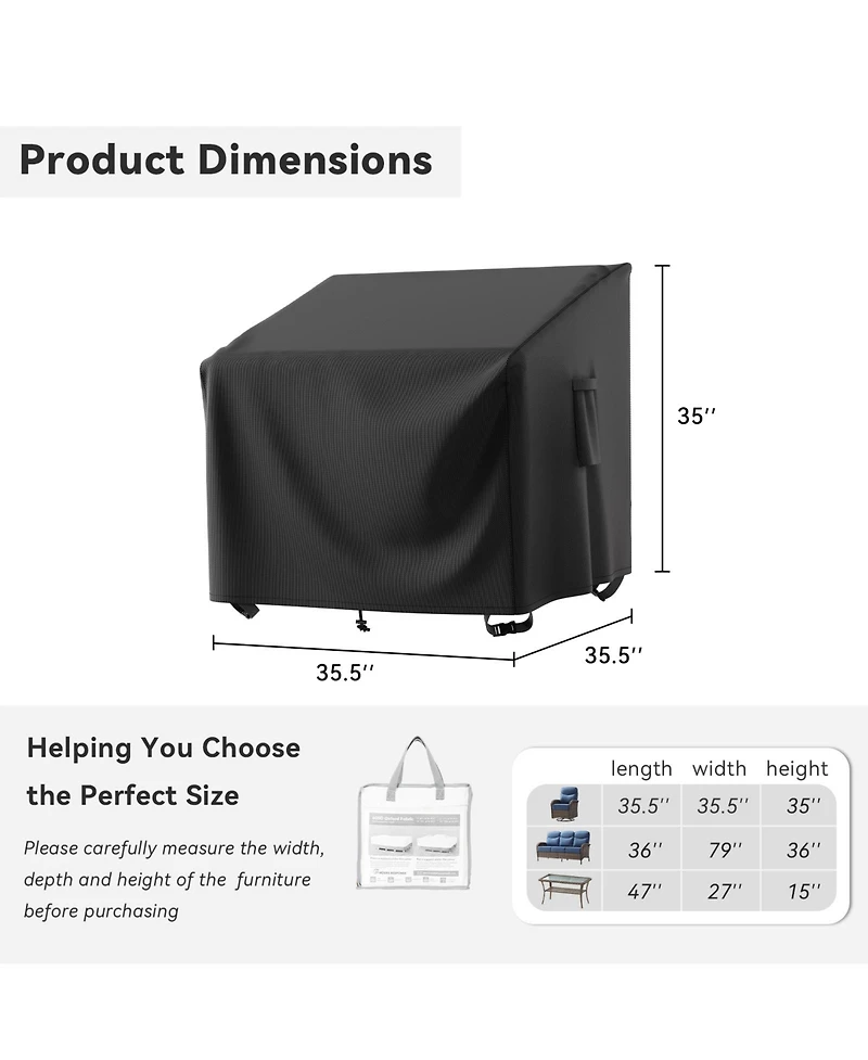 Pocassy Waterproof Patio Chair Covers, Heavy Duty Outdoor Lounge 2 Pack