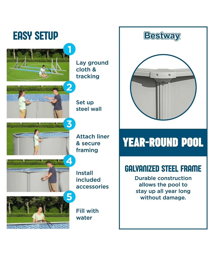 Bestway Hydrium 20 x 12 x 48" Steel Wall Oval Above Ground Swimming Pool Set