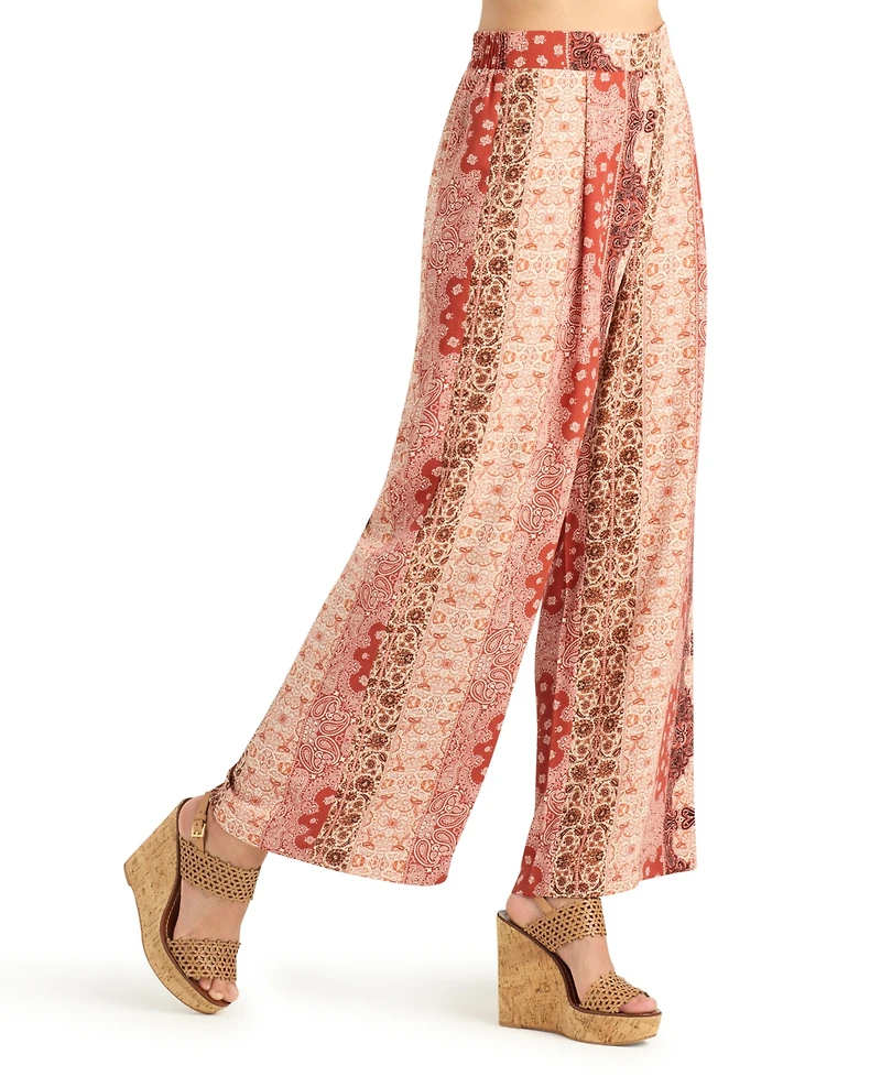 Bcx Women's Printed Wide-Leg Pull-On Pants
