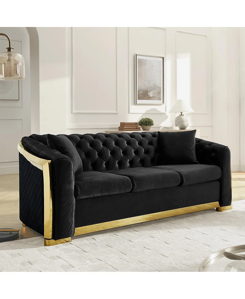 Streamdale Furniture Mid-Century Velvet 2-Piece Couch Set