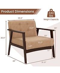 Slickblue Modern Accent Chair with Rubber Wood Frame and Armrests for Living Room Decor