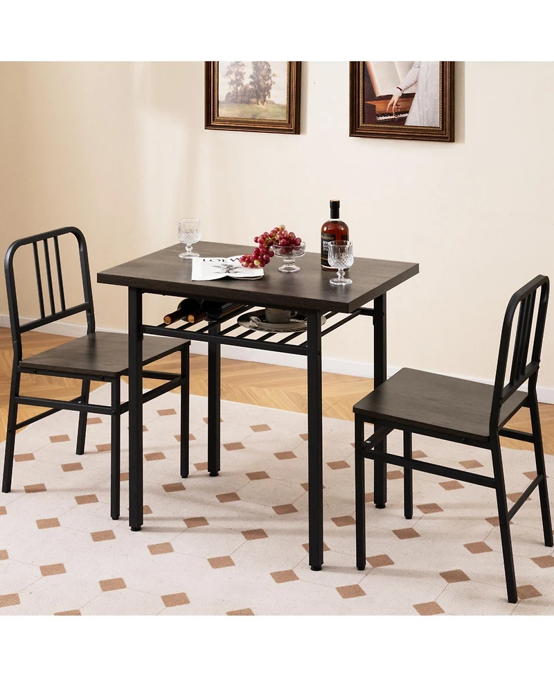 Slickblue 3 Piece Dining Table Set with Rectangular and 2 Chairs