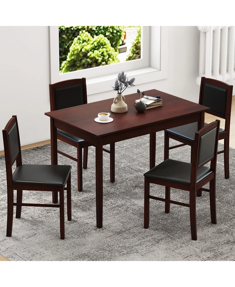 Slickblue 5 Piece Dining Set for 4 with Rubber Wood Legs Compact Design