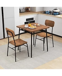 Slickblue 3 Piece Kitchen Table Set for 2 Square Wood Top Metal Frame