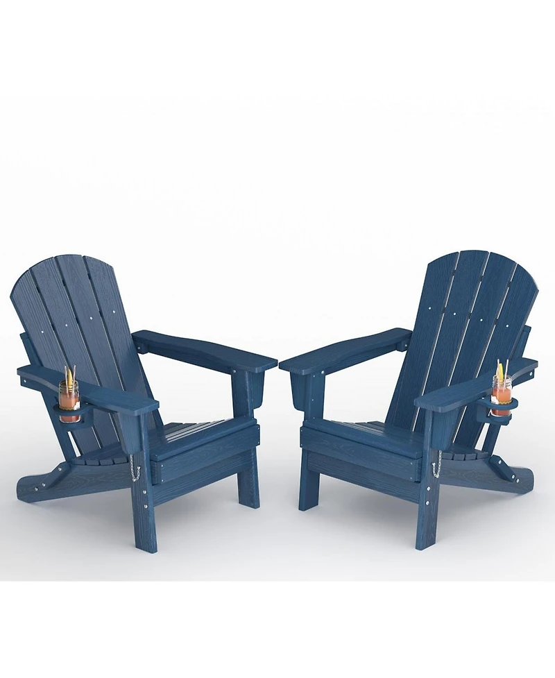 gaomon Set of 2 Hdpe Outdoor Patio Folding Adirondack Chair with Side Table for Decks, Gardens
