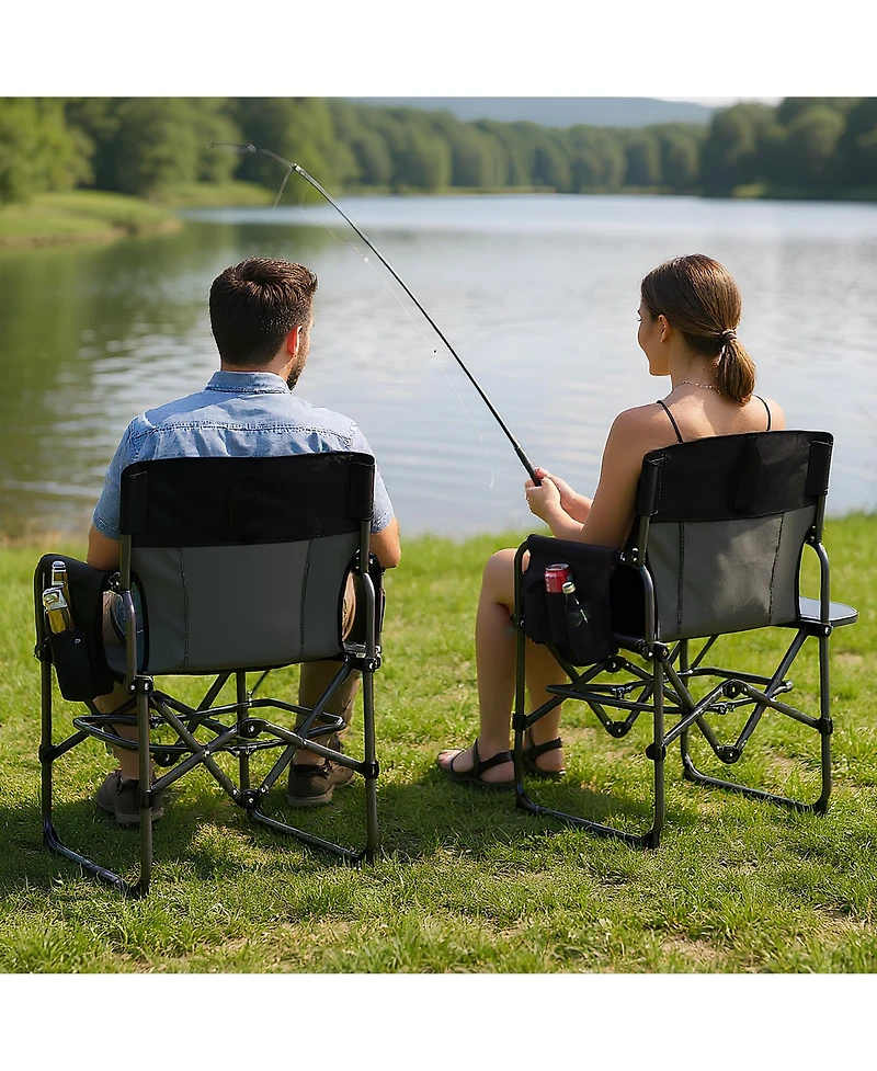 gaomon 2 Pack Outdoor Oversized Director's Camping Chairs, Portable Lounge Chair for Beach, Fishing