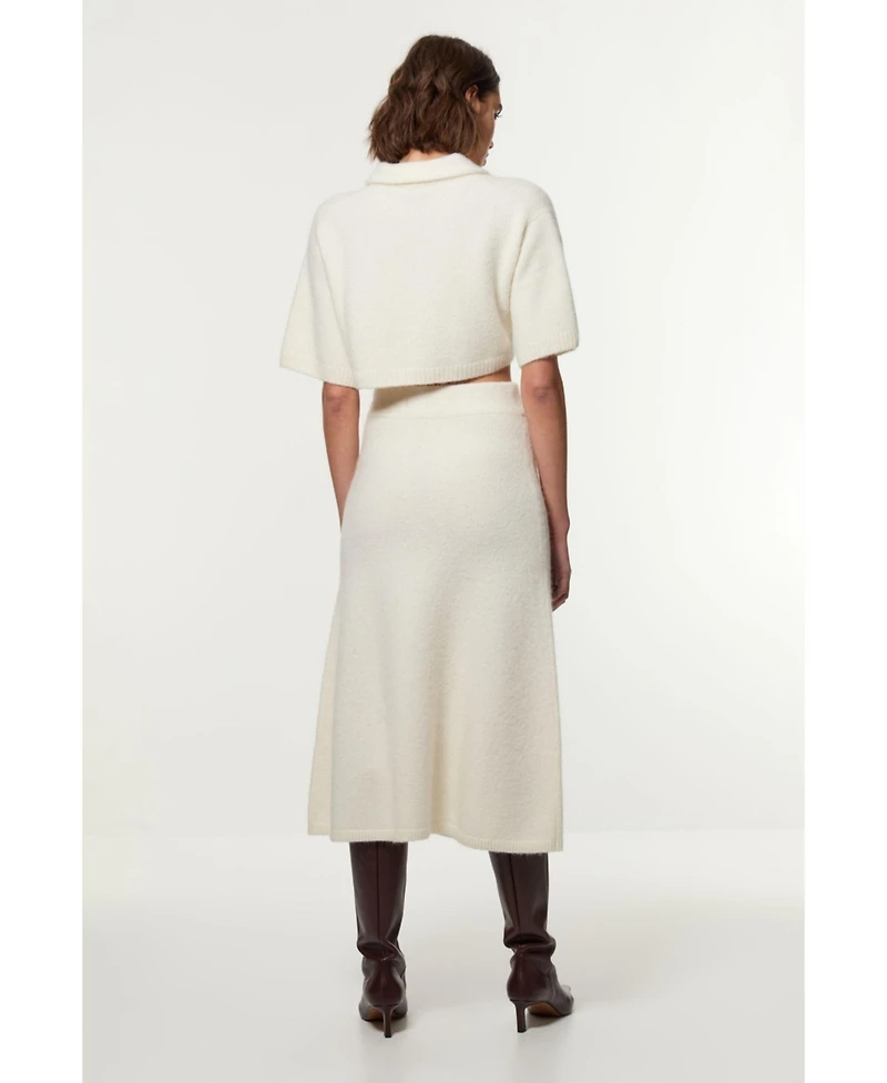 Karen Millen Women's Alpaca Wool Fluffy Full Knit Skirt
