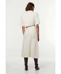 Karen Millen Women's Alpaca Wool Fluffy Full Knit Skirt