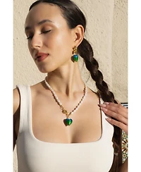 Esmee Glaze Heart Pendant Baroque Pearl Necklace