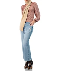Ivonne Women's Pleated Velvet V-Neck Blouse