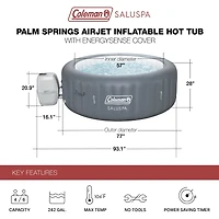 Coleman Palm Springs 6 Person EnergySense Smart AirJet Plus Inflatable Hot Tub