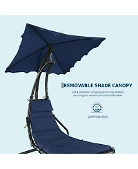 gaomon Hanging Chaise Lounge Swing Chair, Curved Steel Outdoor Hammock Lounger for Patio Pool Garden Backyard Porch