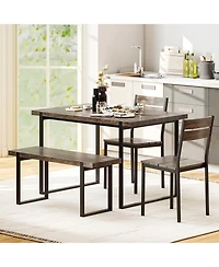 Slickblue Compact 4 Piece Dining Table Set with Bench and Chairs
