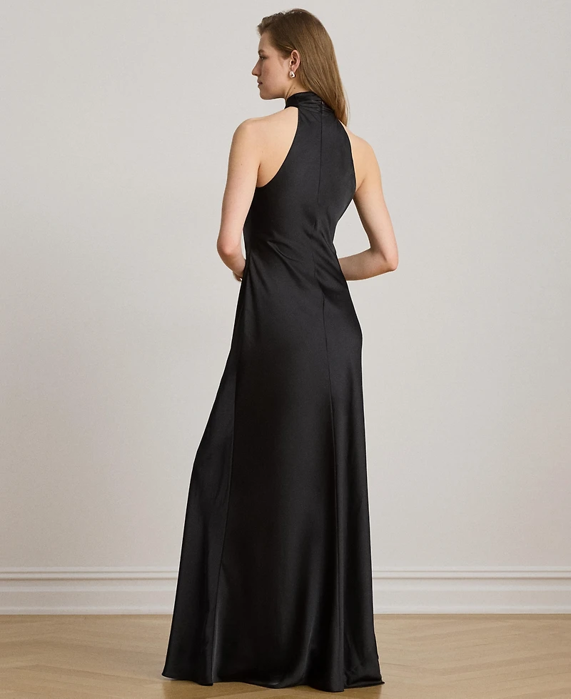 Lauren Ralph Satin Charmeuse Halter Gown