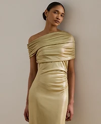 Lauren Ralph Metallic Off-the-Shoulder Cocktail Dress