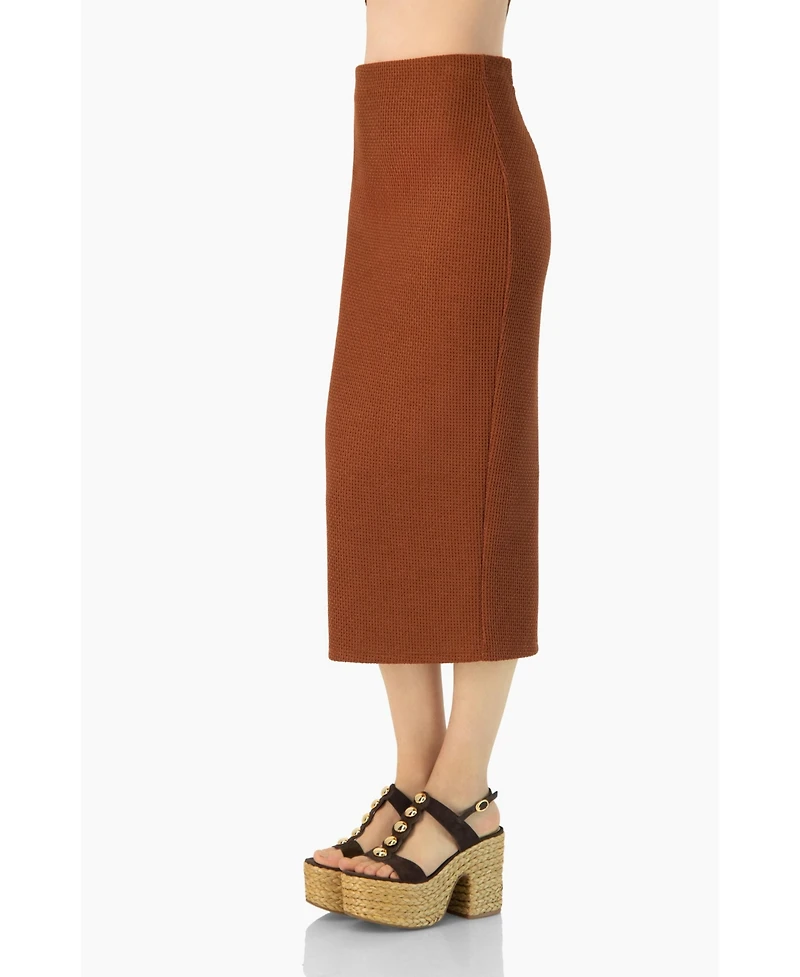 Ivonne Women's Textured Knit Midi Skirt with Back Slit