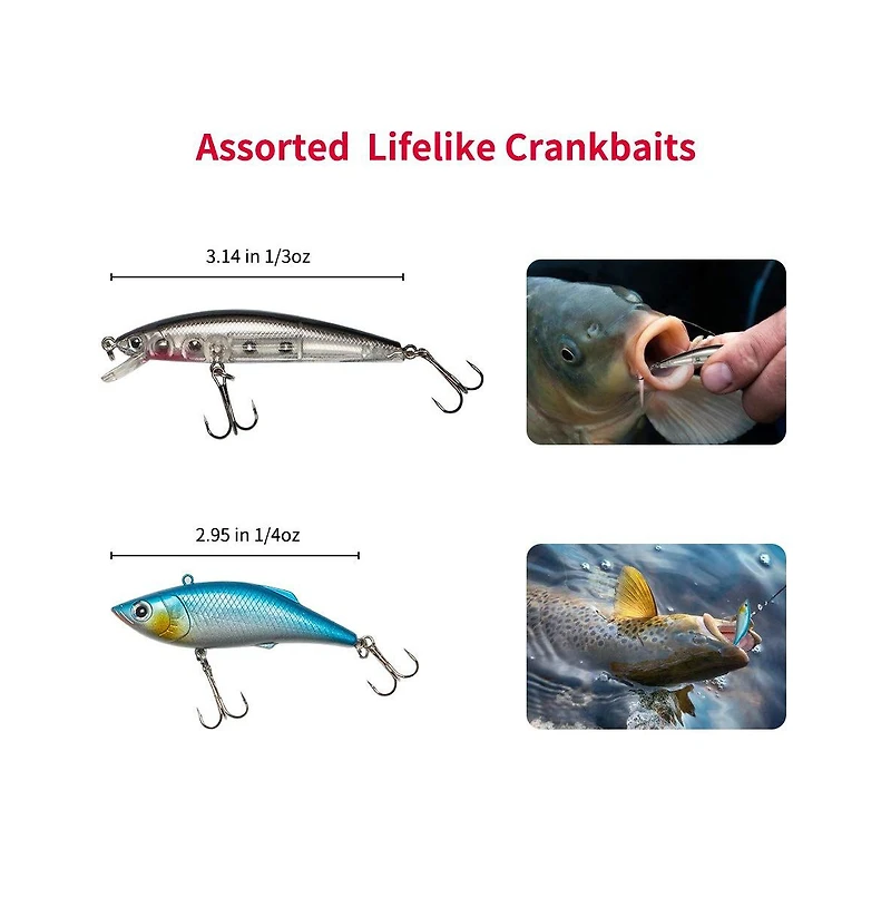 Gnuadz Fishing Lures Kit Spoon Soft Plastic Worms Bass Trout