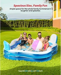 Gnuadz Inflatable Pool With Seats Backrests Family Backyard Outdoor