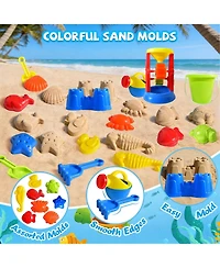 Gnuadz 19-piece Sand Toys Set Water Wheel Bucket Molds Mesh Bag Kids Beach Play Kit