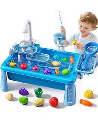 Gnuadz Water Table Play Sink Outdoor Kitchen Fishing Games Beach Toys