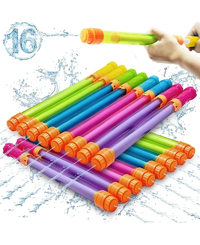 Gnuadz Water Soaker Blaster 16 Pack Pool Bulk 35 Ft Range Squirt Summer Outdoor Game Beach Party
