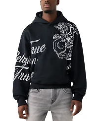 True Religion Men's Tiger Script Boxy Hoodie