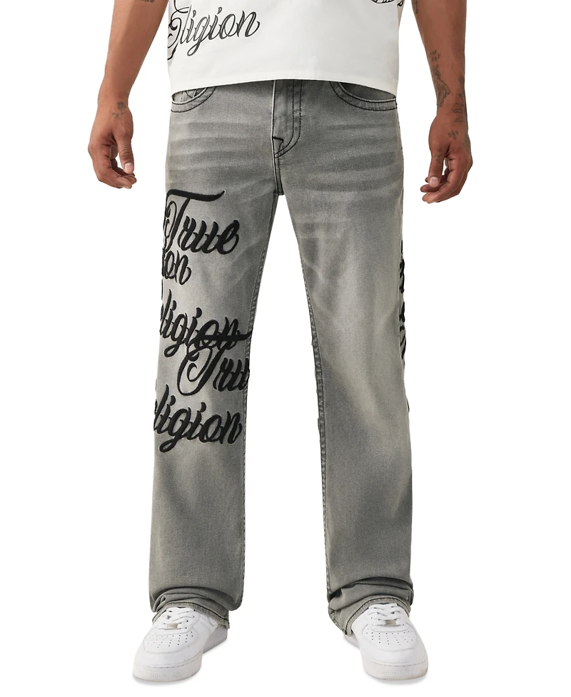 True Religion Men's Billy Bootcut Embroidered Leg Flap Jeans