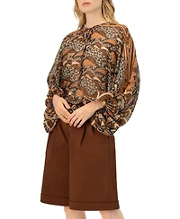 Ivonne Women's Dolman Paisley Blouse with Neck Ties