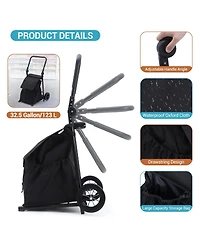 homfan 2 in 1 Folding Grocery Shopping Cart and Hand Truck with Built In Seat Removable 32.5 Gallon Waterproof Oxford Bag and All Terrain Wheels