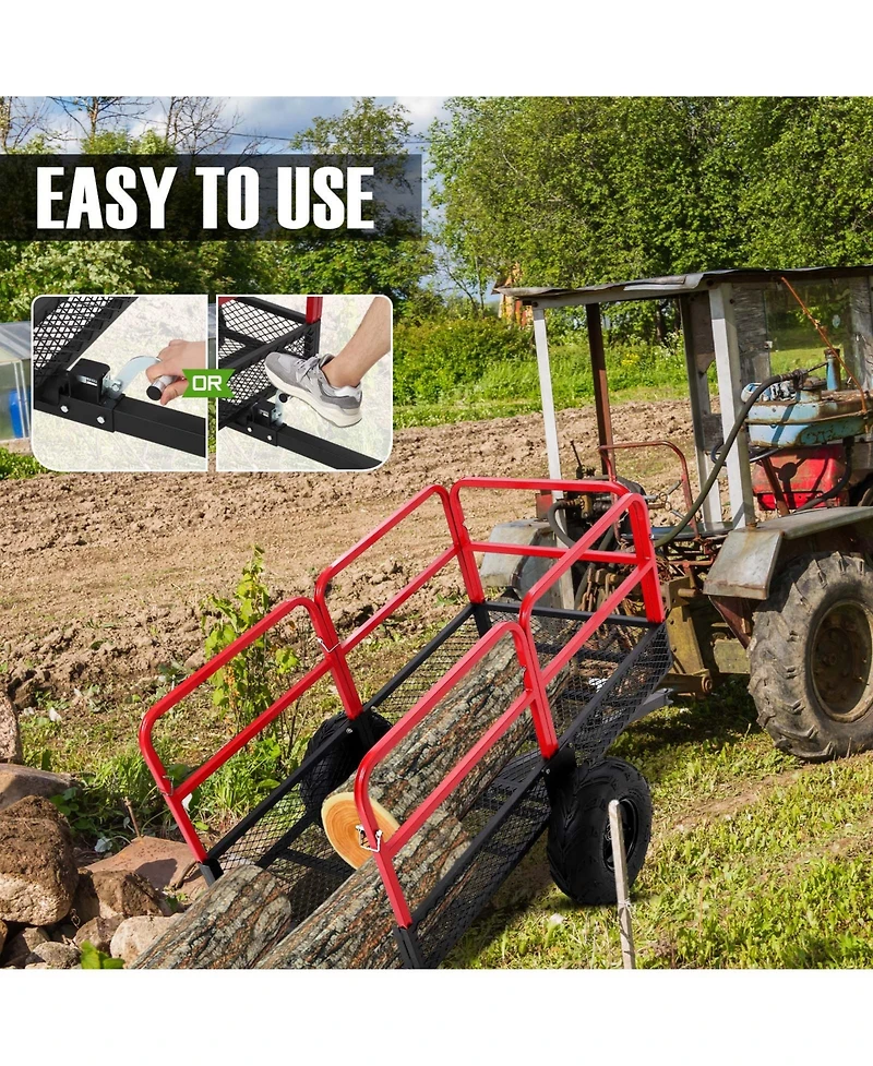 homfan Heavy-Duty Atv Dump Cart w/ 1600 lb Capacity and , Tow-Behind Utility Trailer Foot Pedal Release and All-Terrain Tires