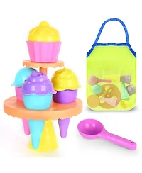 Gnuadz 14-piece Beach Toys Ice Cream Sand Molds Shovels Mesh Bag