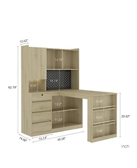 Streamdale Furniture L-Shaped Desk with Charger, Drawers, Bookshelf