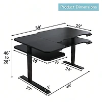 Streamdale Furniture Electric L-Shaped Height Adjustable Standing Desk