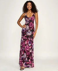Emerald Sundae Juniors' Printed Mesh Halter Dress