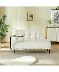 Streamdale Furniture Modern 54" Velvet Loveseat with Rotating Side Table