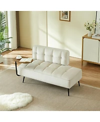 Streamdale Furniture Modern 54" Velvet Loveseat with Rotating Side Table