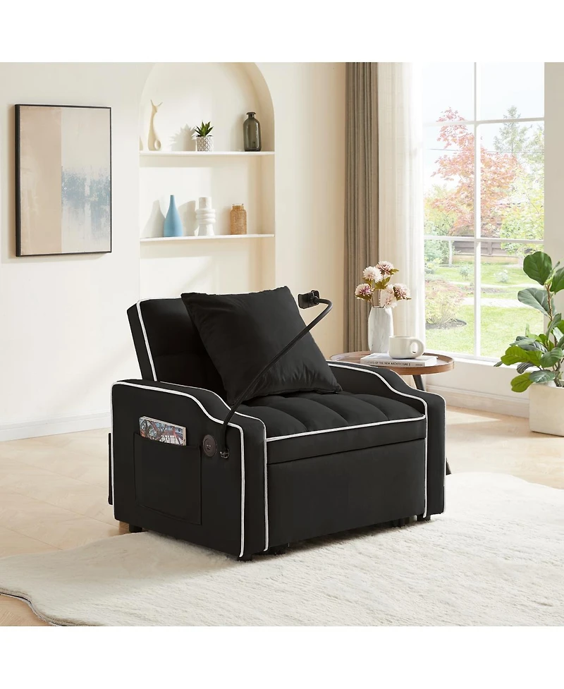 Streamdale Furniture 3-in-1 Convertible Sleeper Sofa Chair Bed with Usb/Type-c