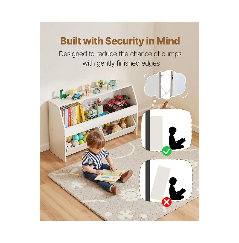 Sugift Toy Storage Organizer Wooden Kids Bookshelf with Storage