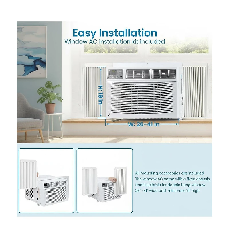Xo 10000 Btu Window Air Conditioner, Fast Cooling to 450 Sq.Ft.,with Remote