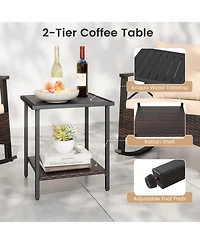 Sugift 3 Piece Rocking Bistro Set Pe Rattan Rocker Chairs with Acacia Wood Top Table