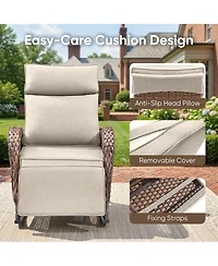Pocassy Outdoor Wicker Rocking Recliner with Adjustable Backrest and Footrest