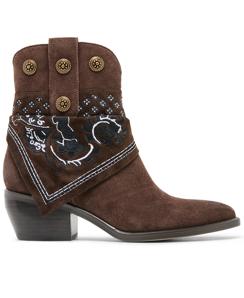 Dolce Vita Women's Mekala Scarf Cuff Embroidered Western Booties