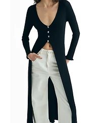 Scalpers Women's Buttons Long Knit Cardigan