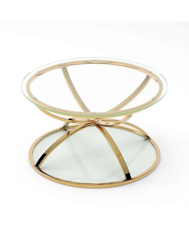 Streamdale Furniture Modern Glass 2-Tier Round Coffee Table