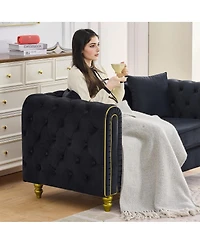 Streamdale Furniture Velvet Loveseat Sofa with Legs