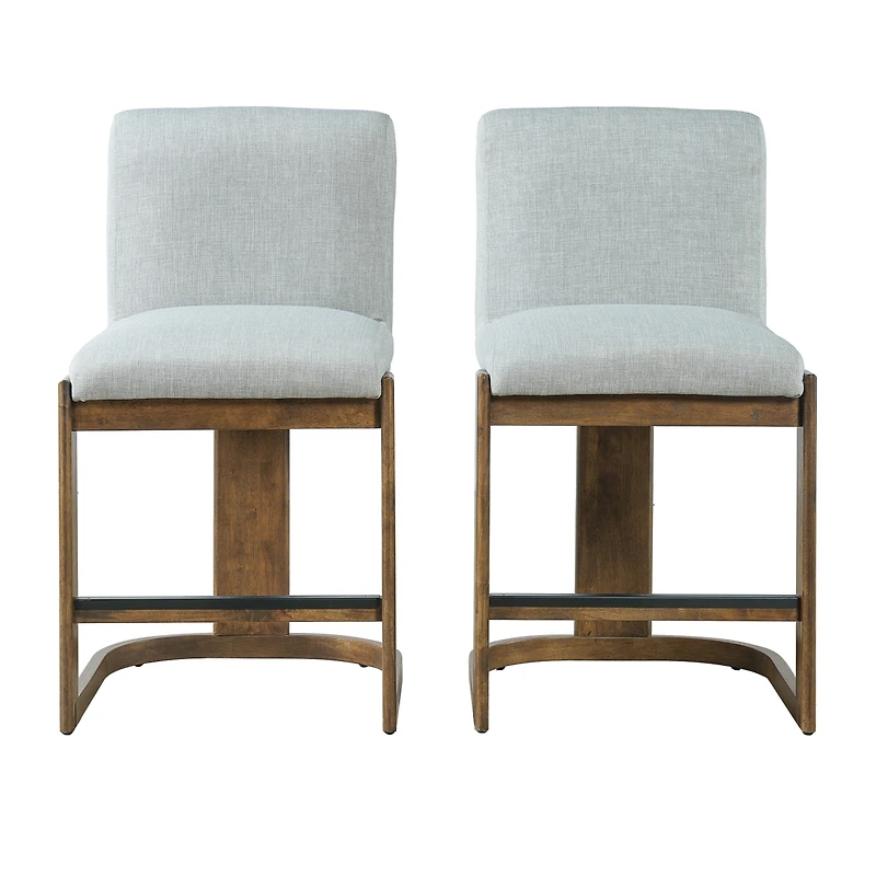 Streamdale Furniture Solid Wood Counter Stools, Linen Upholstered