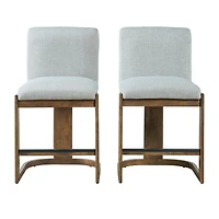 Streamdale Furniture Solid Wood Counter Stools, Linen Upholstered