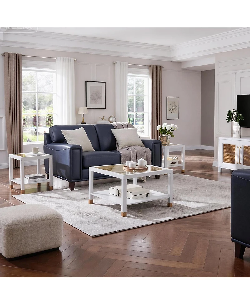 Streamdale Furniture Modern Square Coffee Table - Crisp Metal Frame with Luxe Glass Top