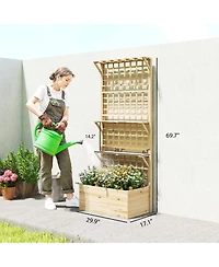 Outsunny Raised Garden Bed with Trellis and Storage Shelves