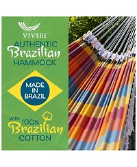 Vivere Authentic Brazilian Cotton Hammock, Outdoor Hanging Daybed, Carnival